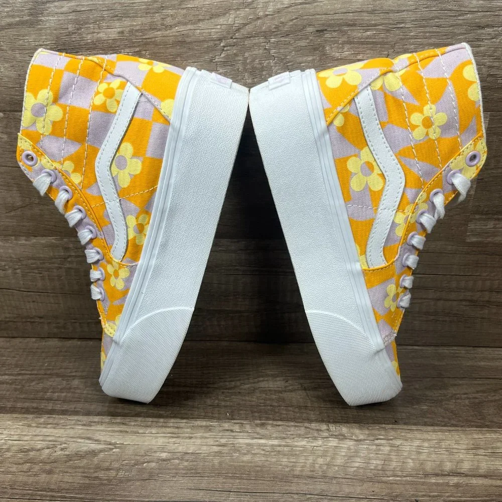 Vans Platform Flowers Yellow Purple Womens US Size 6 EUR 36 721356 Sneakers_5